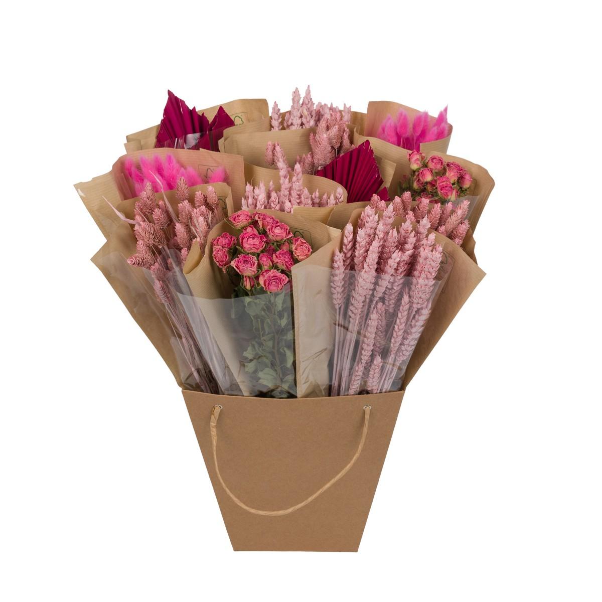 Getrocknete Blumen, Dried Mono Mix, Rosa, 50 cm