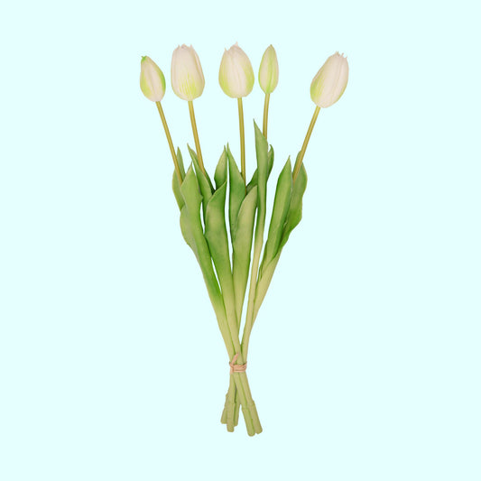 Tulpenstrauß weiß/grün – 10 stück – „real touch“-kunsttulpen – 42 cm (weiß/grün)