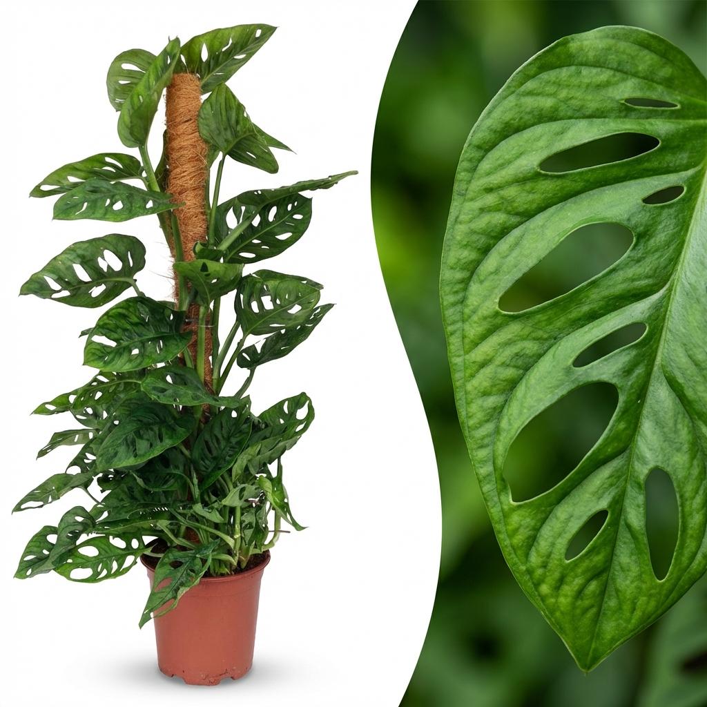 Monkey Mask, Monstera Andansonii Moosstab, Grün, Pflegeleicht, 1 Pflanze, Topf 19 cm, 90 cm