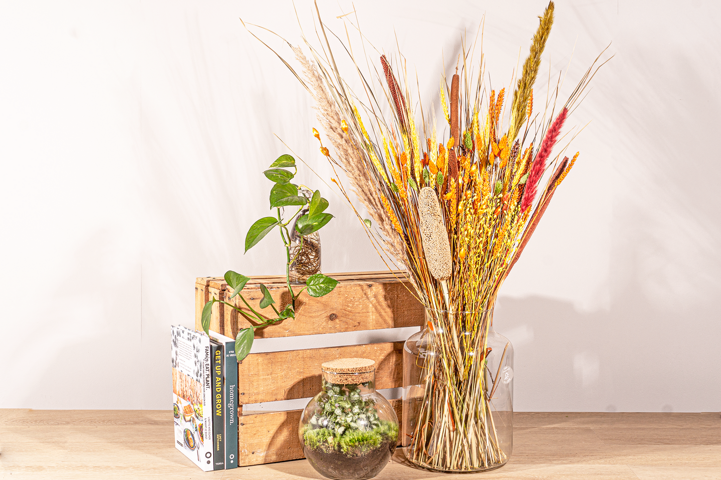 Trockenblumenstrauß – Orange XL – Trockenstrauß – 70 cm