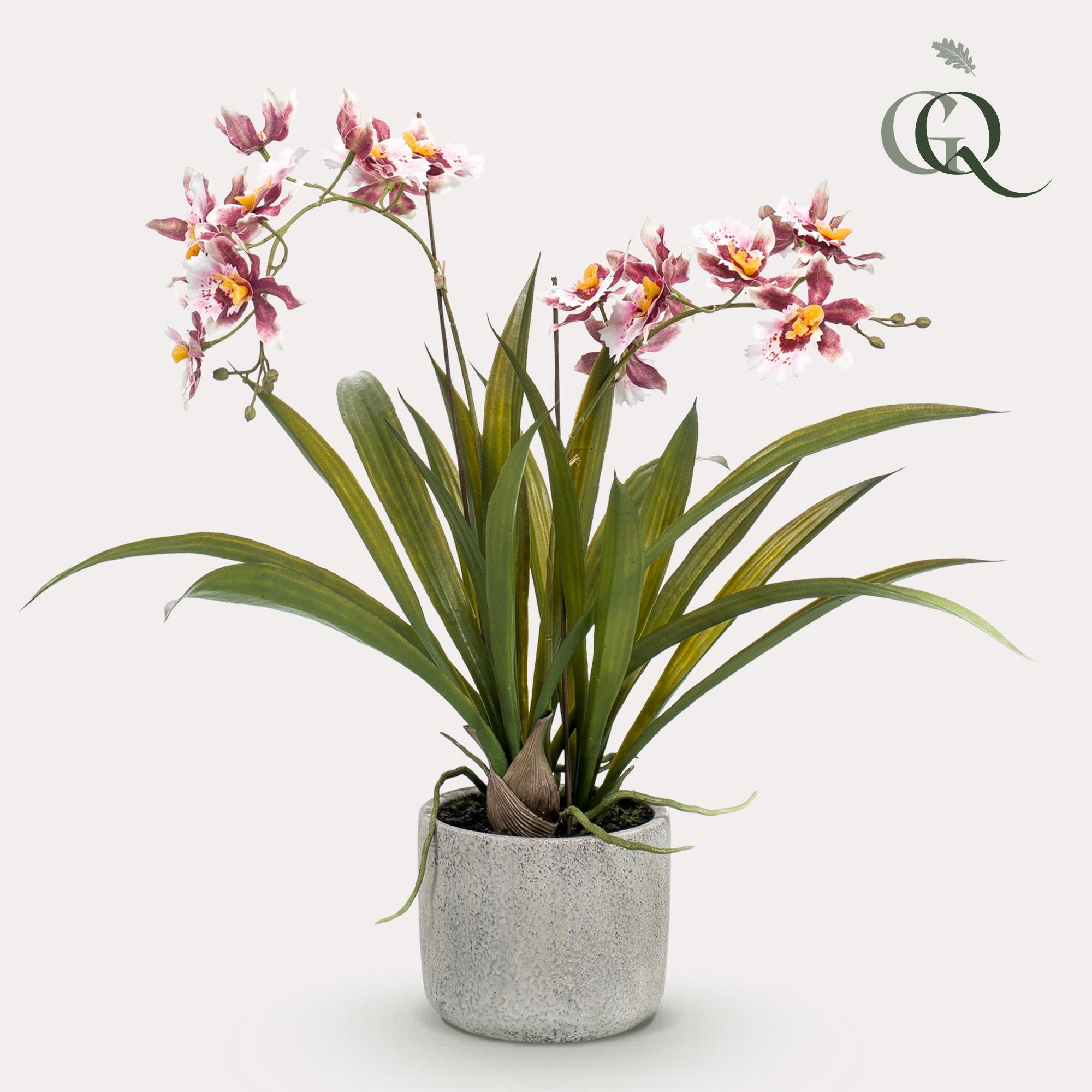 Kunstpflanze, Orchidee, Bordeaux, 45 cm
