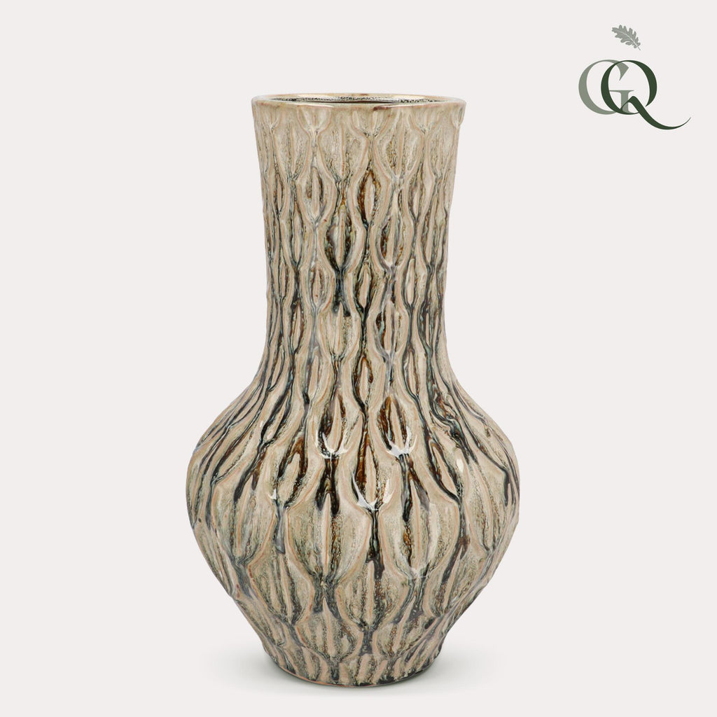 Vase aus Stein M, H39 W23, Boa Grün