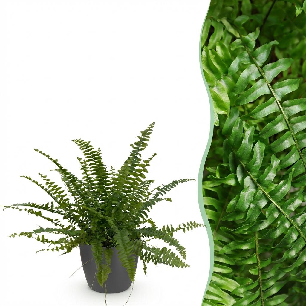 Green boutiQ, Zimmerpflanze, Nephrolepsis exaltata Green Lady, Farn, Haustierfreundliche Pflanze, Grün, Topf 12cm, Höhe 25cm