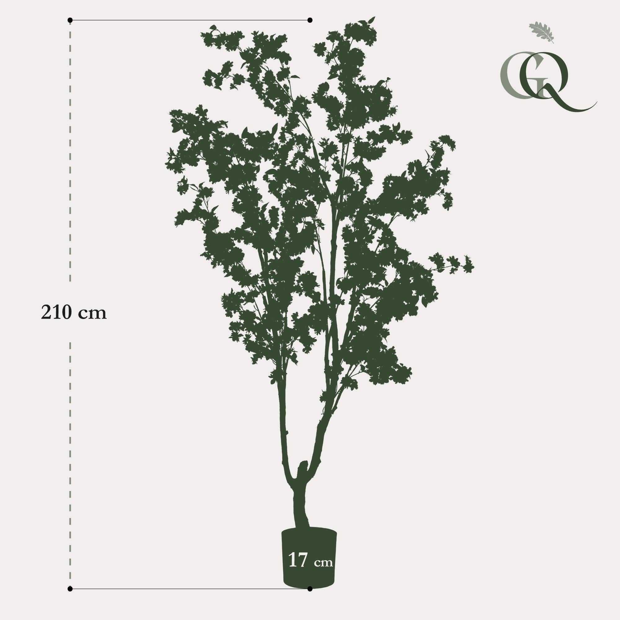 Kunstpflanze, Prunus, Kersenbloesem, rosa, 210 cm