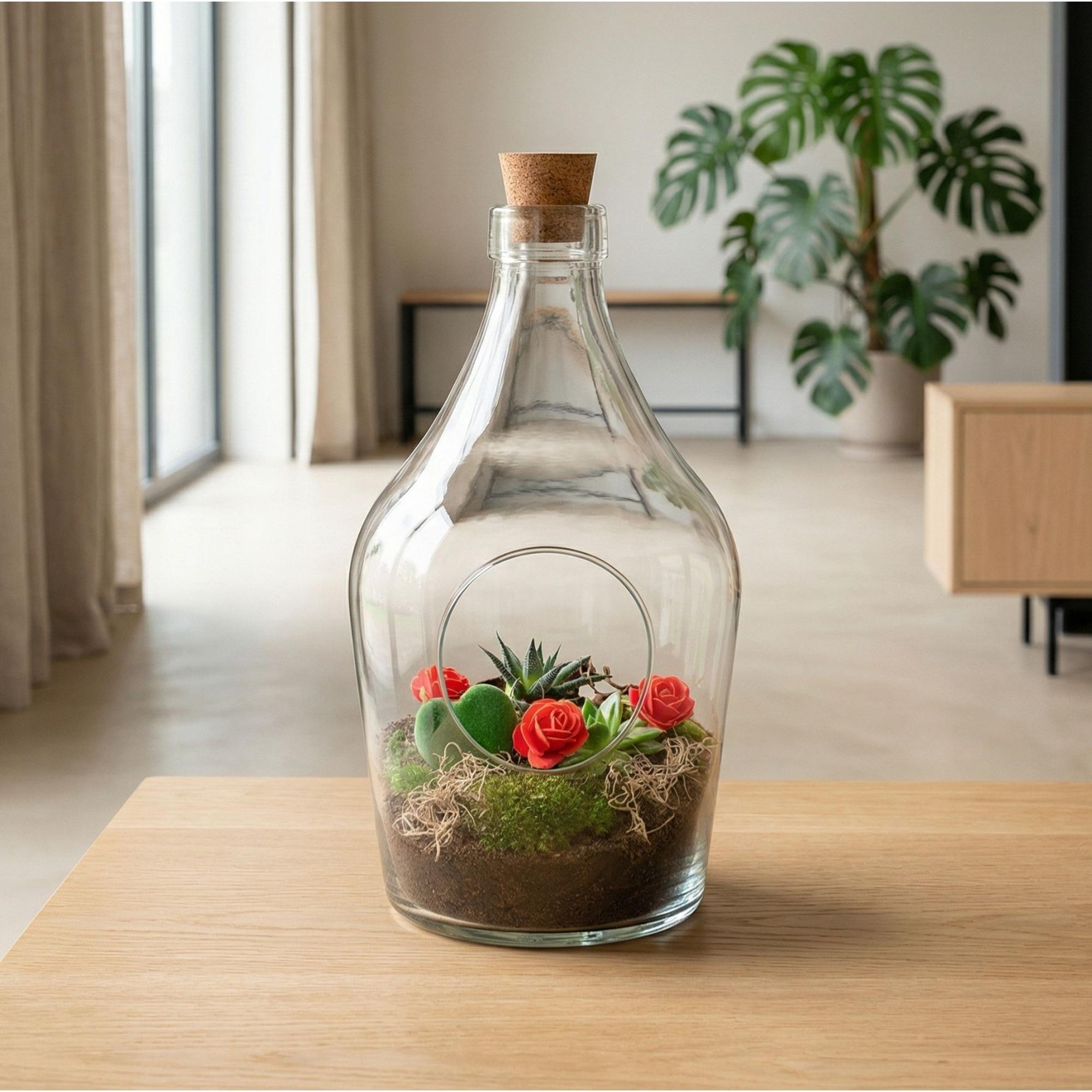 Pflanzenterrarium, Love in a Bottle, DIY-Set, DIY Open Pflanzenterrarium, Ø16 cm ↑ 30 cm