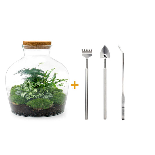 Flaschengarten – Fat Joe Grün – 30 cm – Rechen + Schaufel + Pinzette