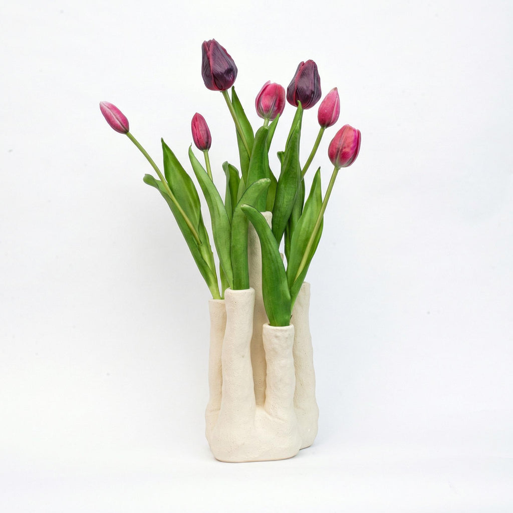 Tulip Touch, Tulpen-Set, Kunsttulpen mit mehrtuitiger Vase
