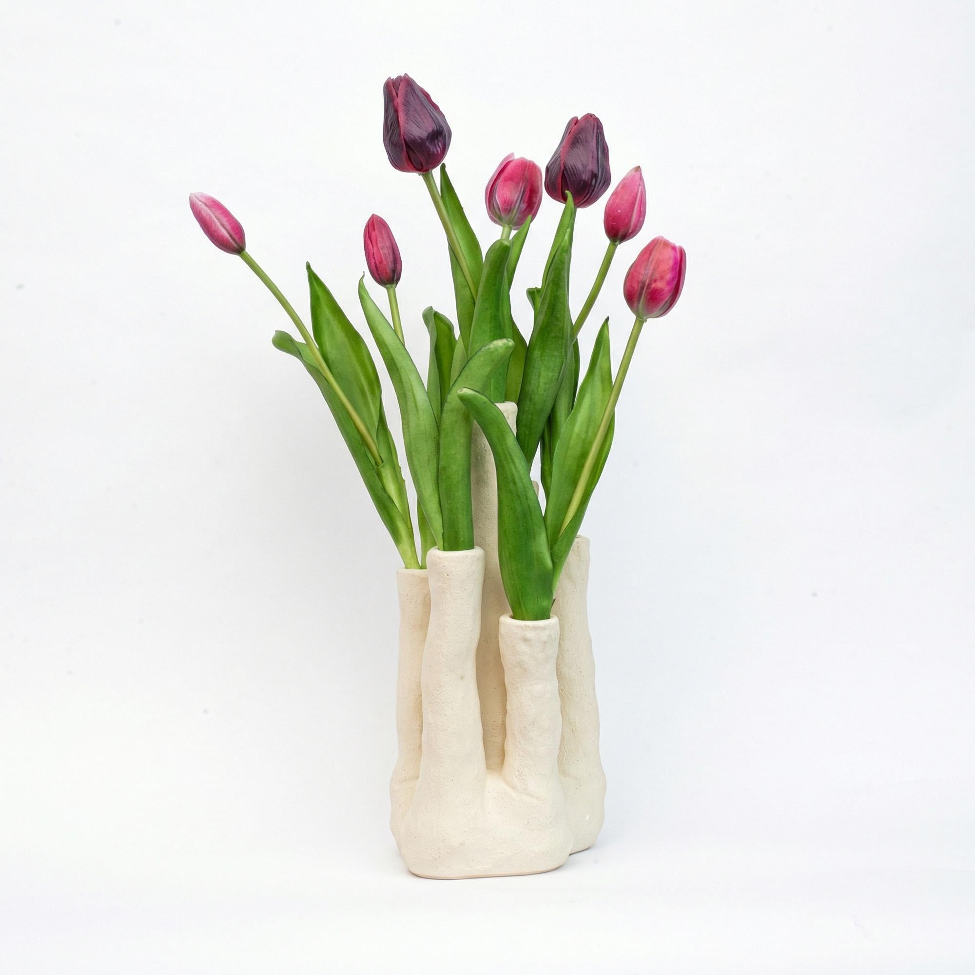 Tulip Touch, Tulpen-Set, Kunsttulpen mit mehrtuitiger Vase