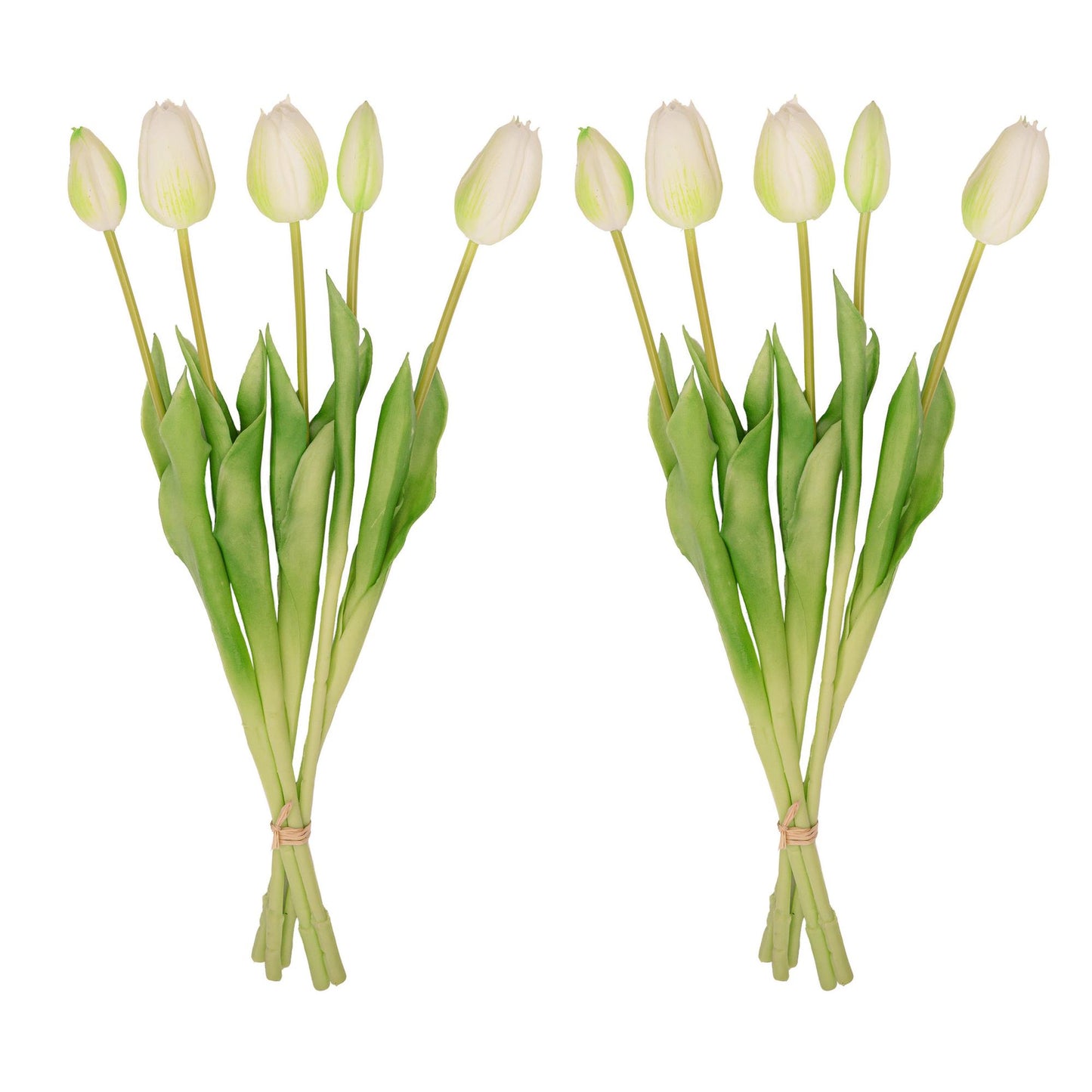 Tulpenstrauß weiß/grün – 10 stück – „real touch“-kunsttulpen – 42 cm (weiß/grün)