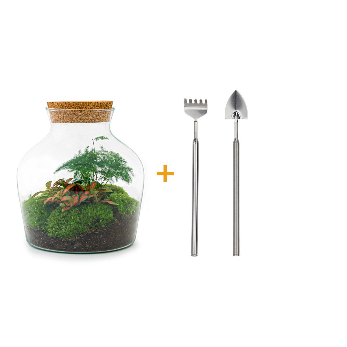 Flaschengarten – Little Joe – 21,5 cm – Rechen + Schaufel