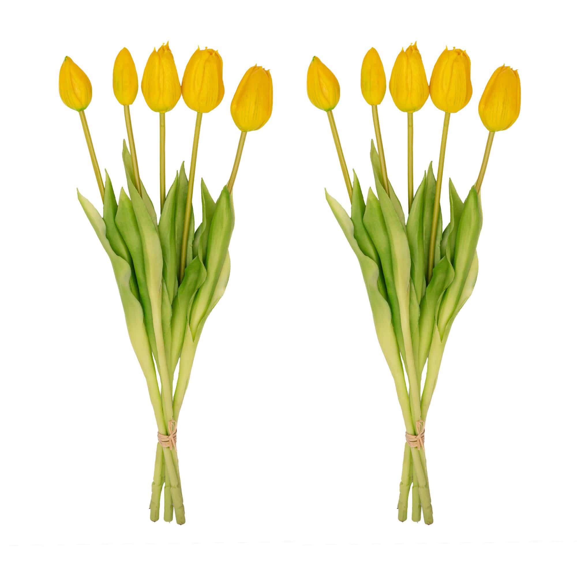 Tulpenstrauß gelb – 10 stück – „real touch“-kunsttulpen – 42 cm (gelb) - Botanic-Vibes