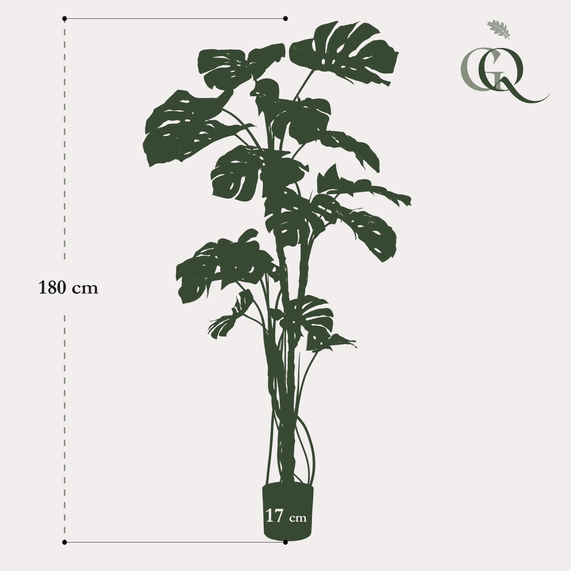Kunstpflanze, Monstera, Gatenplant, 180 cm