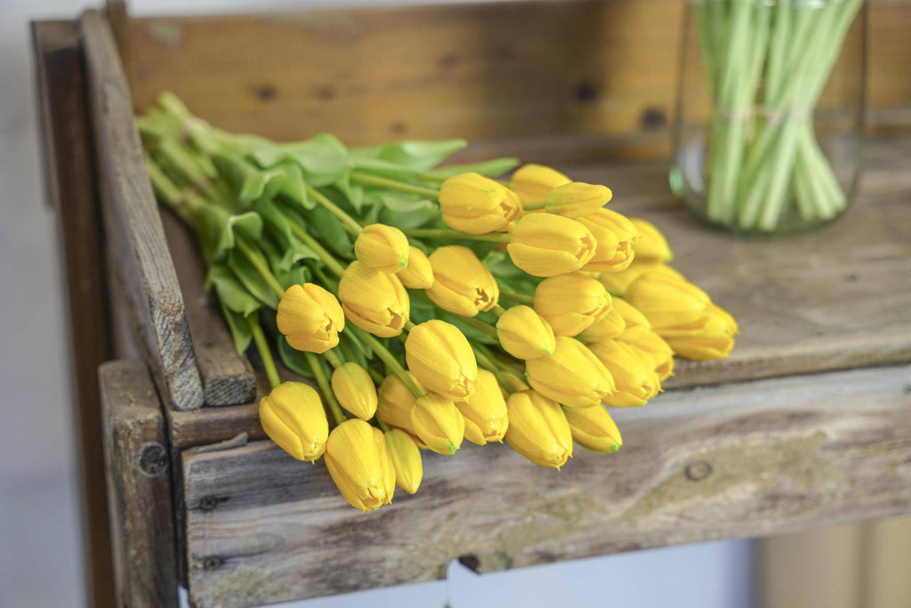 Tulpenstrauß gelb – 10 stück – „real touch“-kunsttulpen – 42 cm (gelb) - Botanic-Vibes