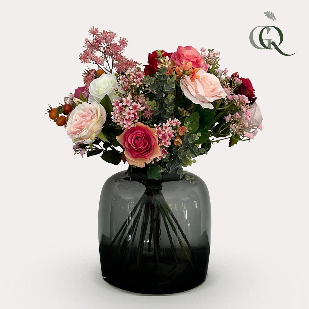 Kunstblumen, Bouquet M, Flame Roses, 45 cm