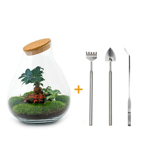Flaschengarten – Drop XL – 37 cm – Rechen + Schaufel + Pinzette