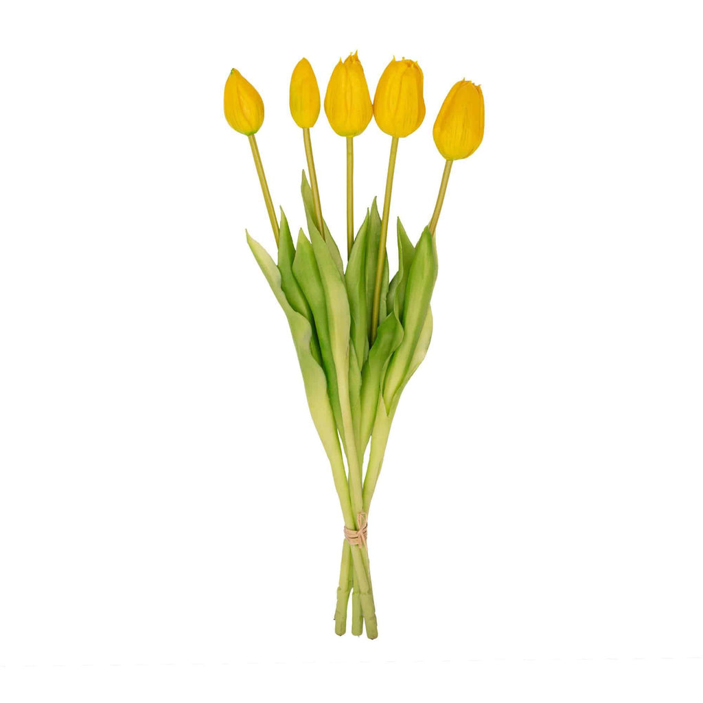 Tulpenstrauß gelb – 5 stück – „real touch“-kunsttulpen – 42 cm (gelb) - Botanic-Vibes