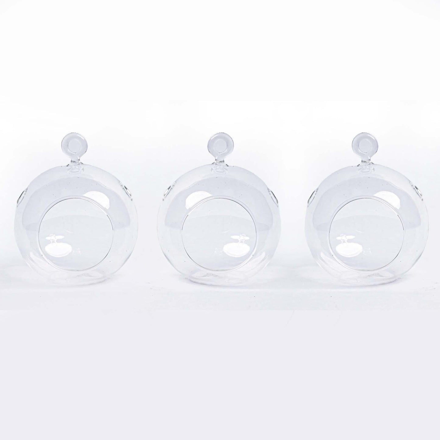 Glas-Weihnachtskugel – 3er-Set – Transparent mit Haken – D10,5 × H8 cm – Weihnachten