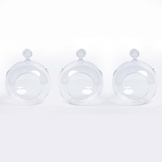Glas-Weihnachtskugel – 3er-Set – Transparent mit Haken – D10,5 × H8 cm – Weihnachten