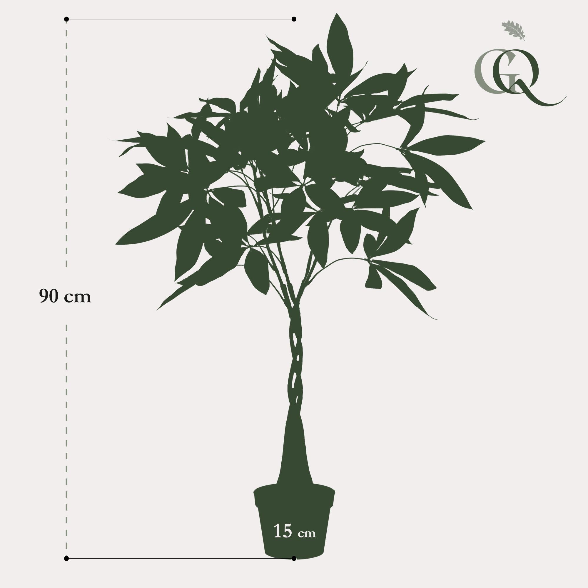 Kunstpflanze, Pachira aquatica, Geldboom, 90 cm