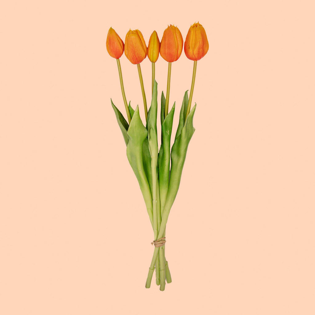 Tulpenstrauß orange – 10 stück – „real touch“-kunsttulpen – 42 cm - Botanic-Vibes