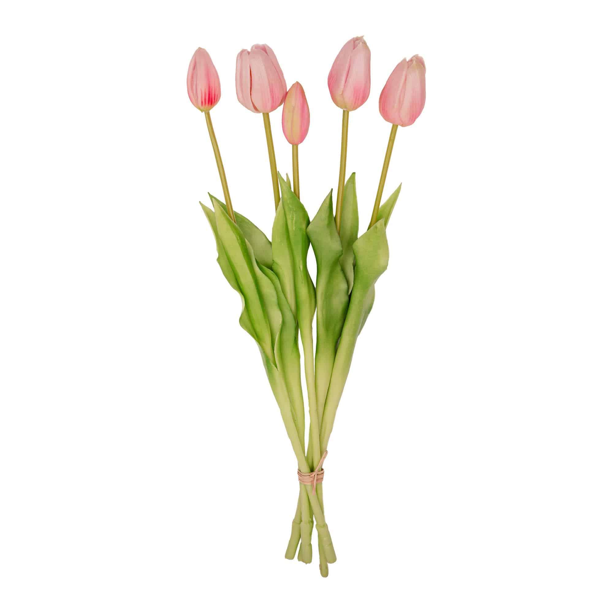 Tulpenstrauß pink – 5 stück – „real touch“-kunsttulpen – 42 cm (rosa) - Botanic-Vibes