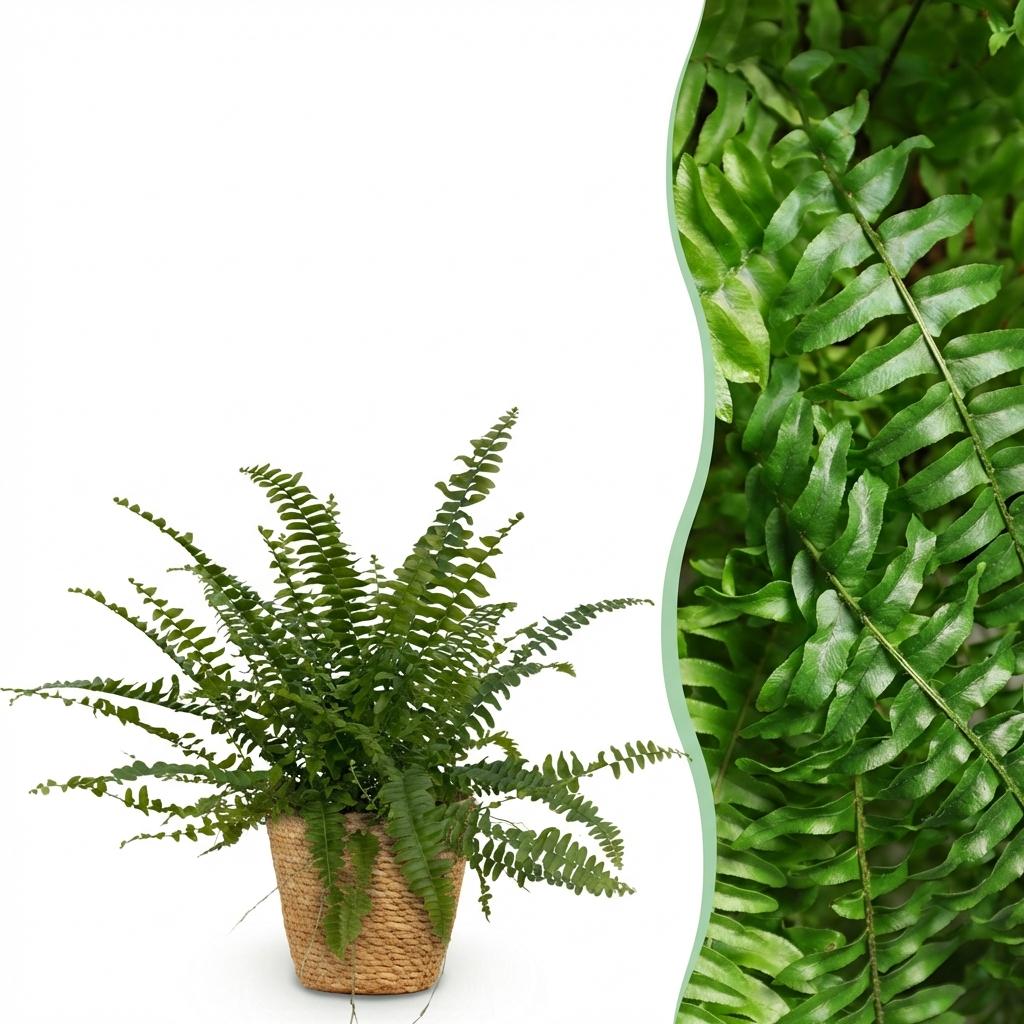 Green boutiQ, Zimmerpflanze, Nephrolepsis exaltata Green Lady, Farn, Haustierfreundliche Pflanze, Grün, Topf 12cm, Höhe 25cm