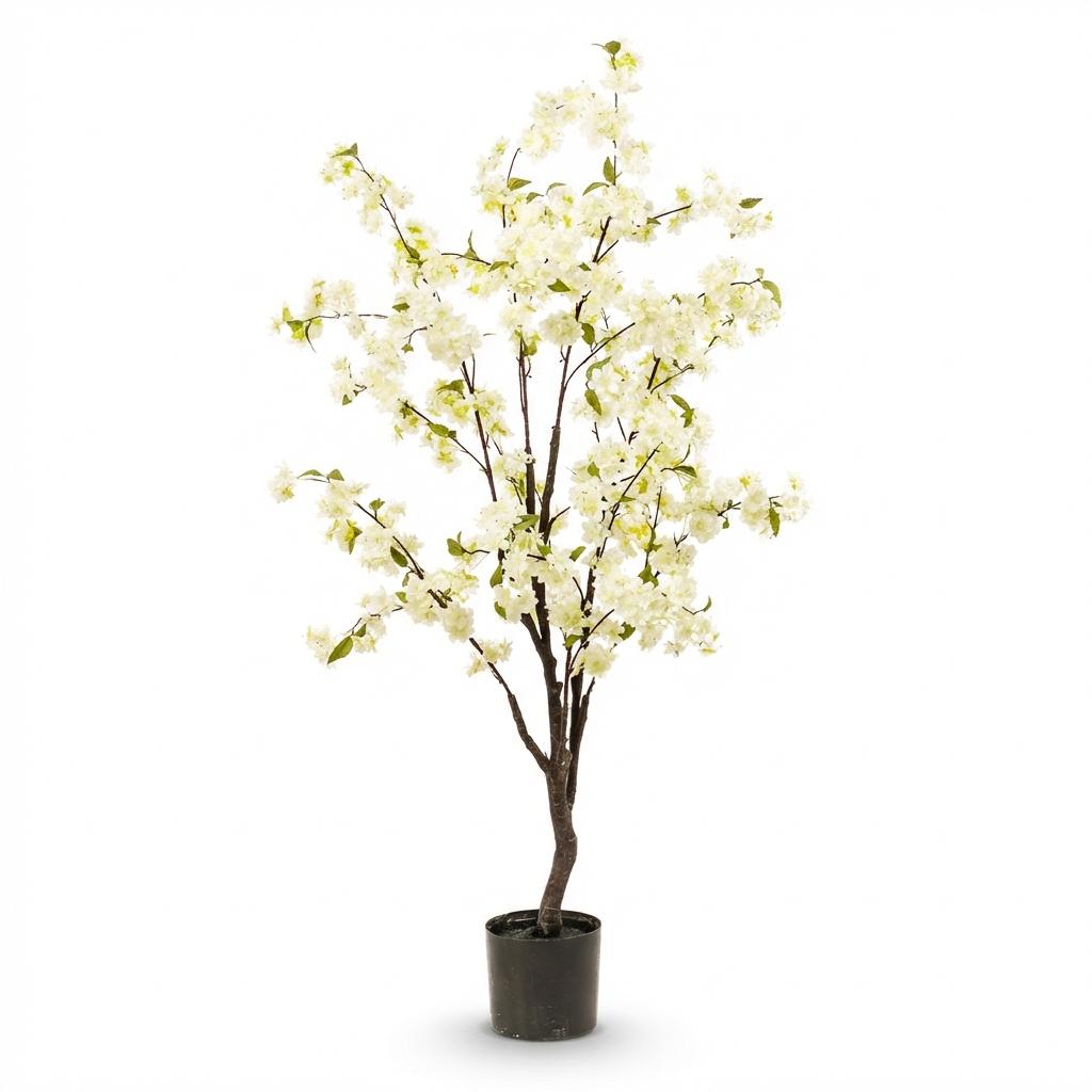 Kunstpflanze, Prunus, Kersenbloesem, weiß, 135 cm