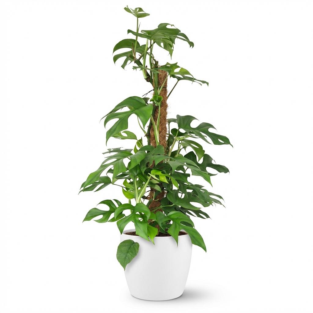 Green boutiQ, Zimmerpflanze, Mini, Fensterblatt, Monstera Minima Moosstab, Grün, Pflegeleicht, Topf 19cm, Höhe 90cm