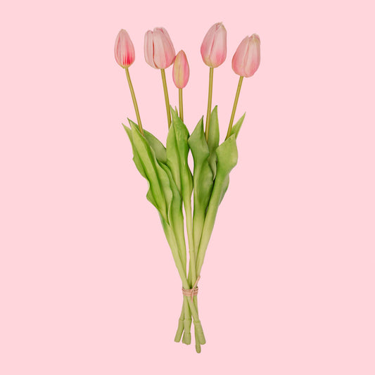Tulpenstrauß pink – 5 stück – „real touch“-kunsttulpen – 42 cm (rosa)