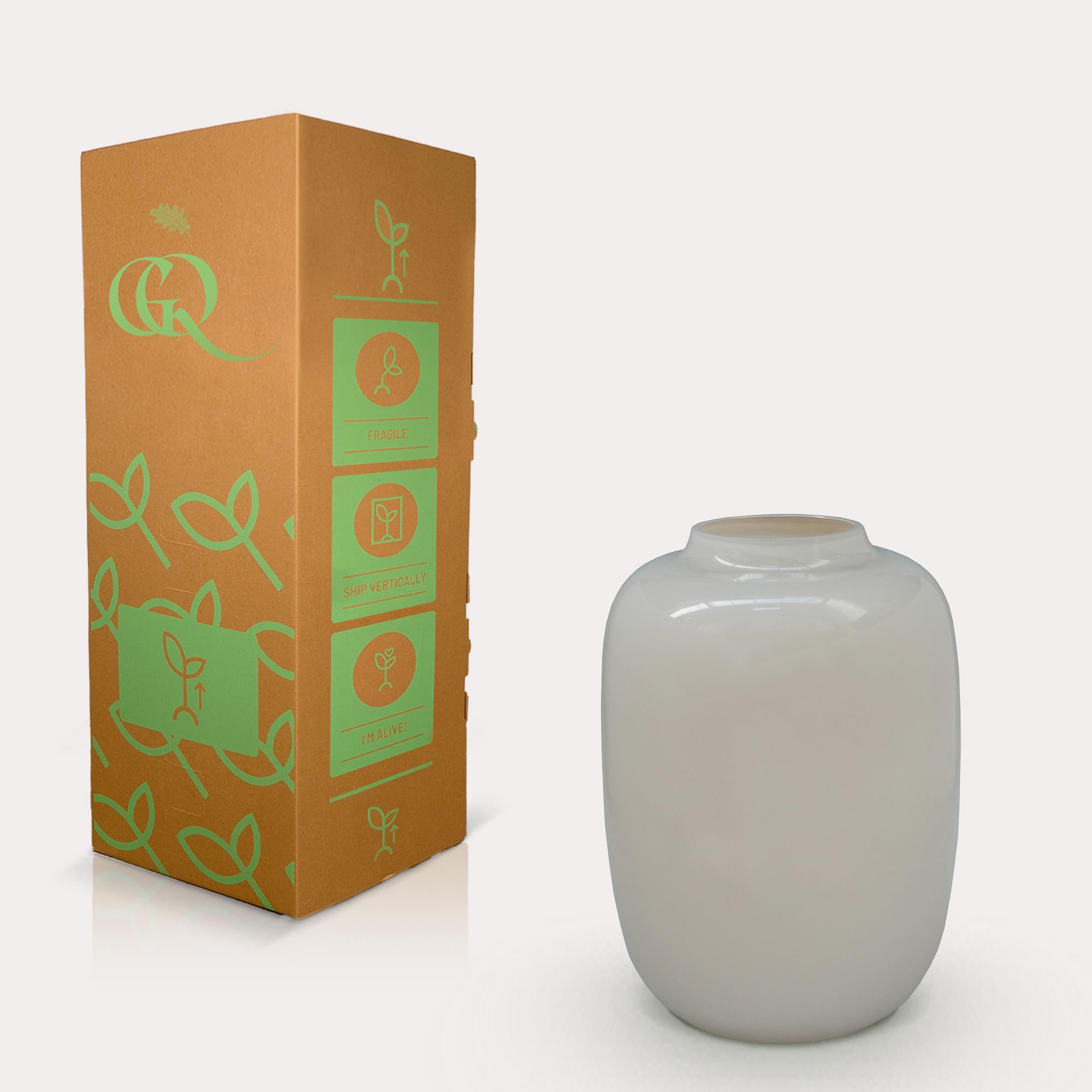 Vase aus Glas, M, H35 W25, Arctic Ivory