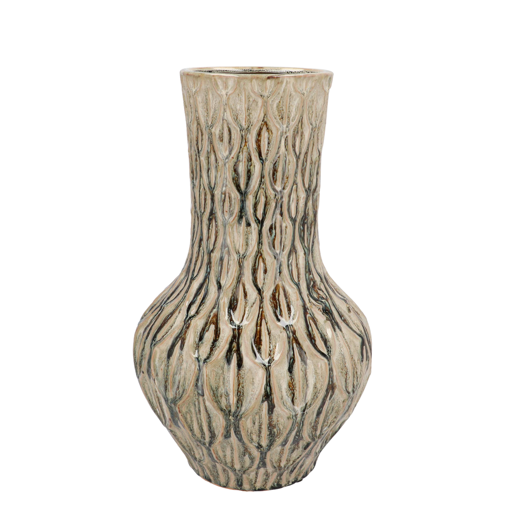 Vase aus Stein M, H39 W23, Boa Grün