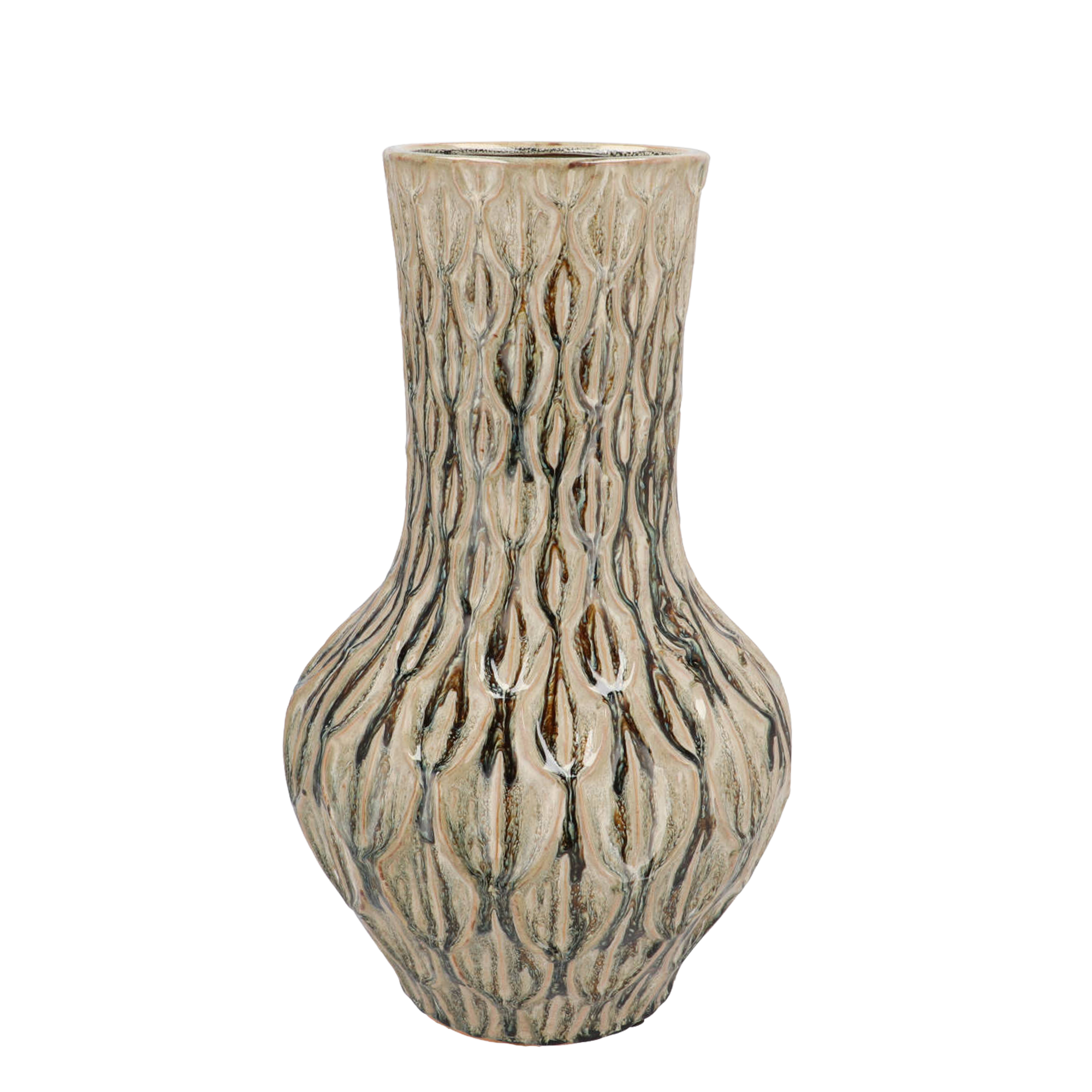 Vase aus Stein M, H39 W23, Boa Grün