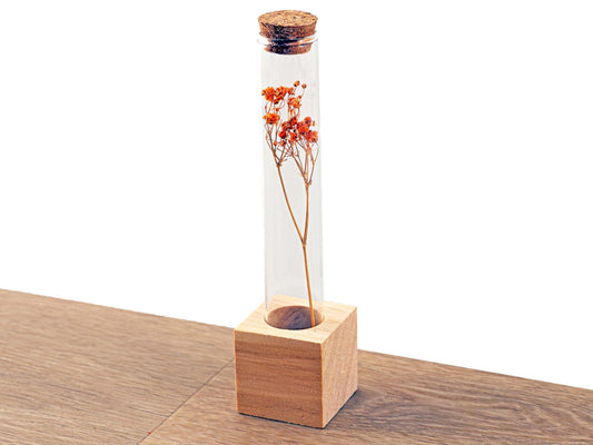 Holzröhre – Größe S – Blumen und Kräuter + Trockenblumen-Arrangement