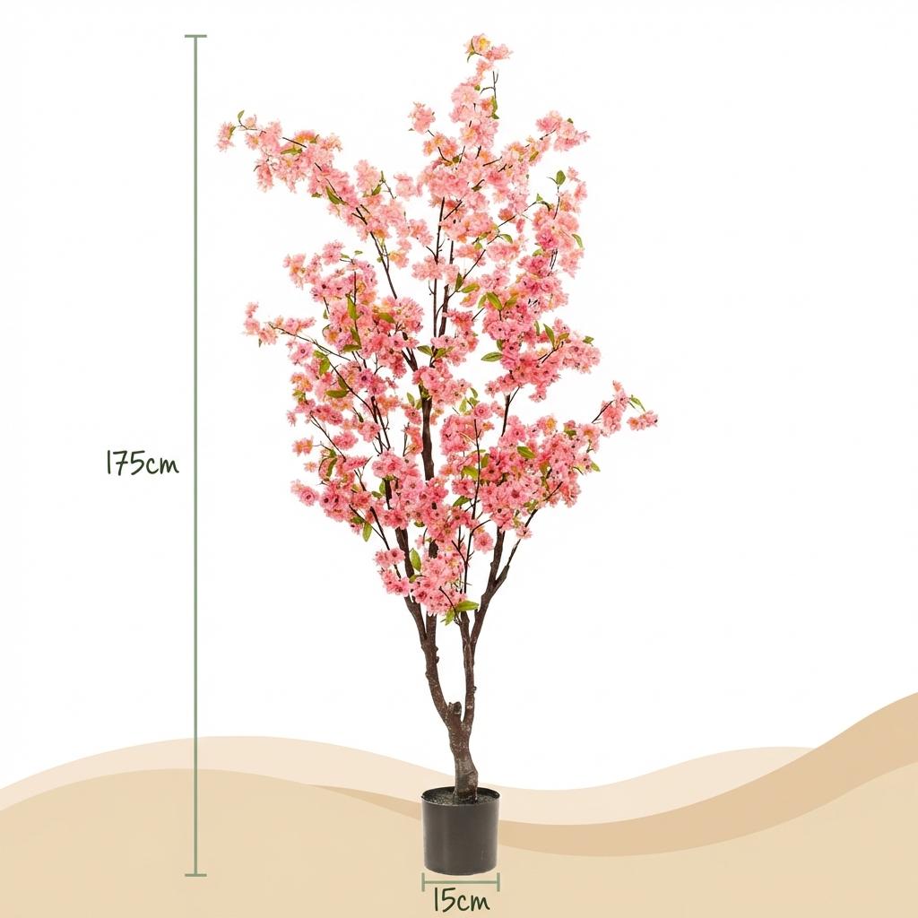 Kunstpflanze, Prunus, Kersenbloesem, rosa, 175 cm