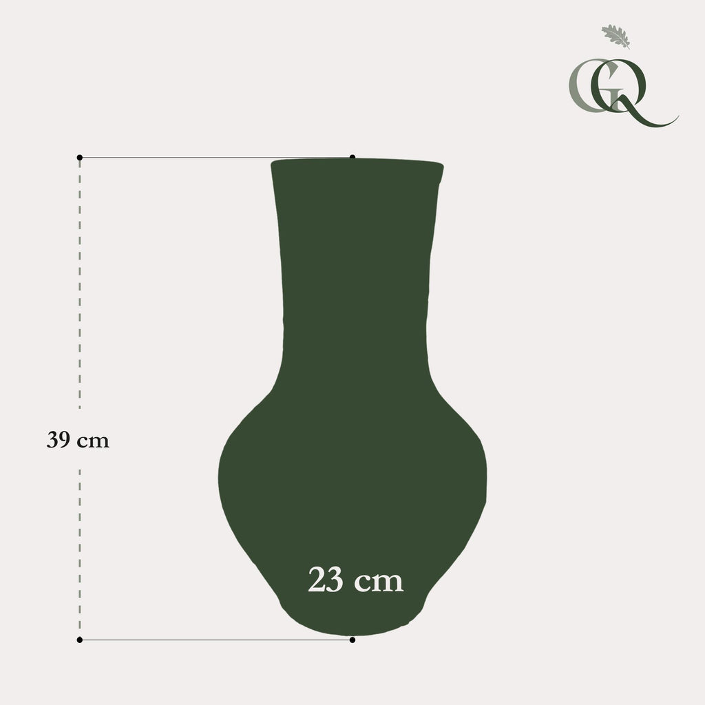Vase aus Stein M, H39 W23, Boa Grün