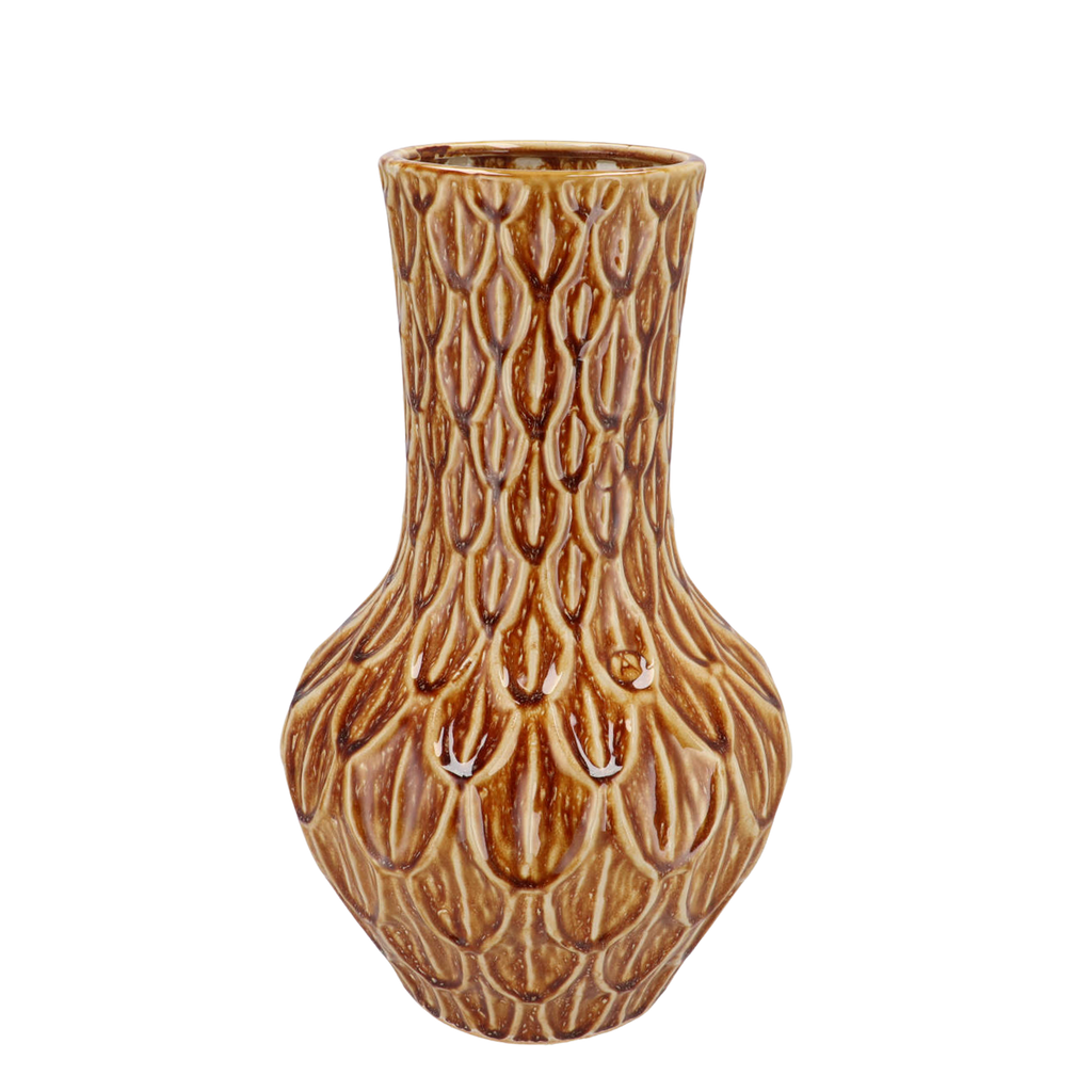 Vase aus Stein M, H39 W23, Boa Brown