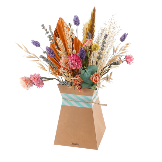 Getrocknete blumen pastel + faltbare vase