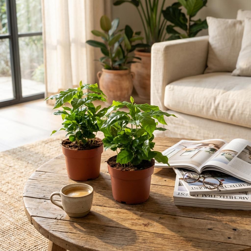 2x Coffea Arabica Kaffeepflanze, Ø12 cm, 25 cm