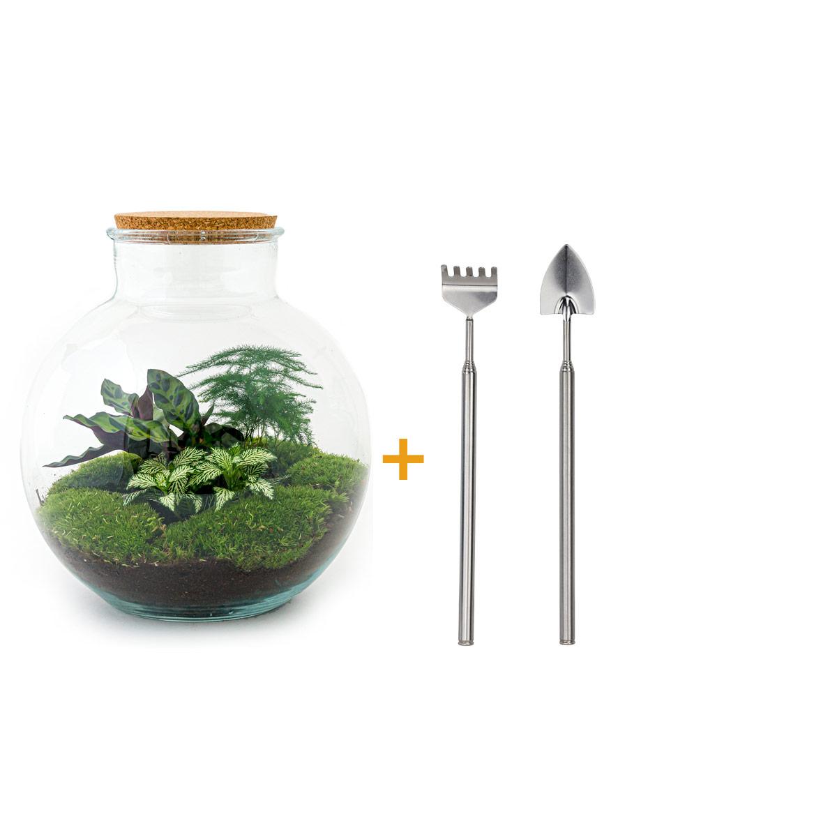 Flaschengarten – Bolder Bob – 30 cm – Rechen + Schaufel