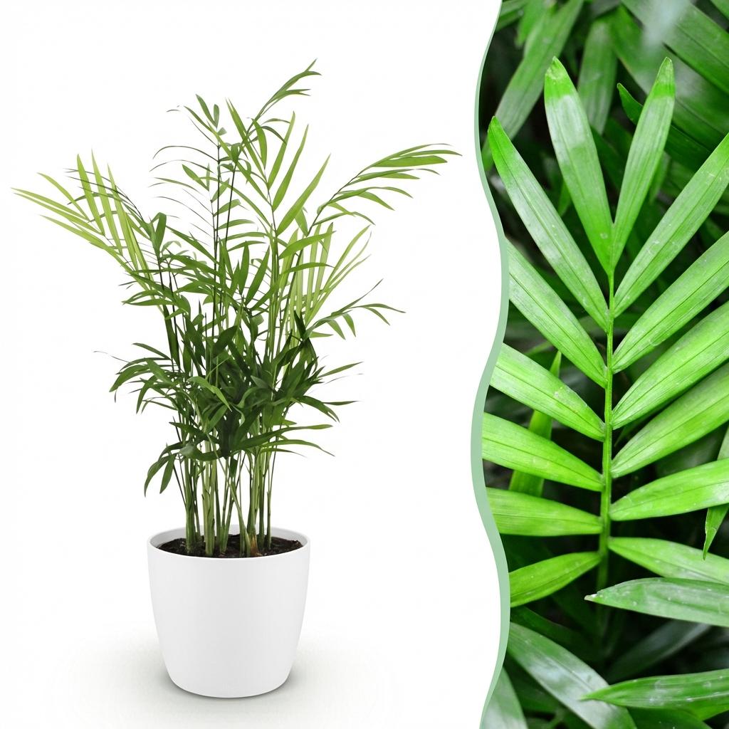 Green boutiQ, Zimmerpflanze, Chamaedorea elegans, Goldpalme, Haustierfreundliche Pflanze, Grün, Topf 12cm, Höhe 15cm