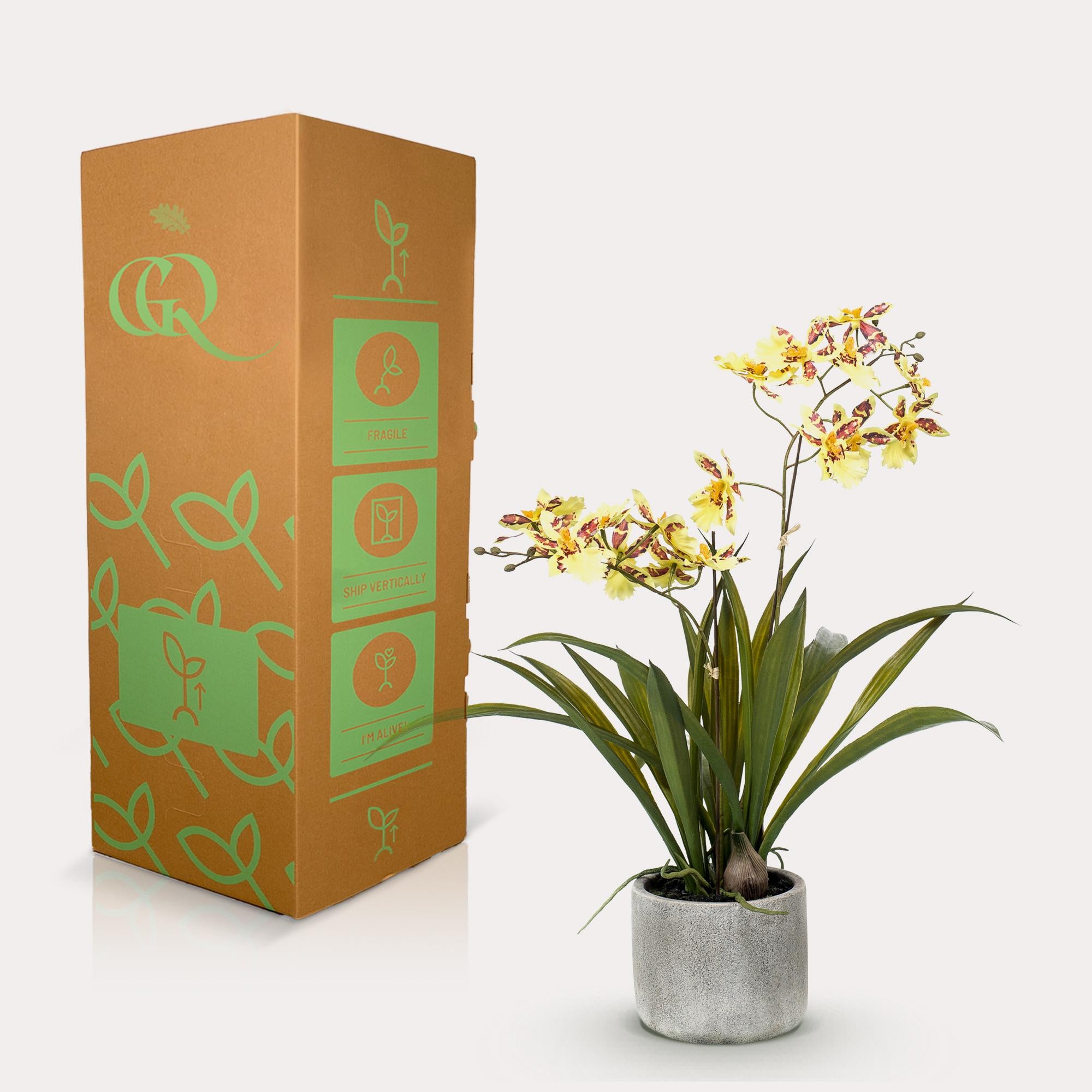 Kunstpflanze, Orchidee, gelb, 45 cm