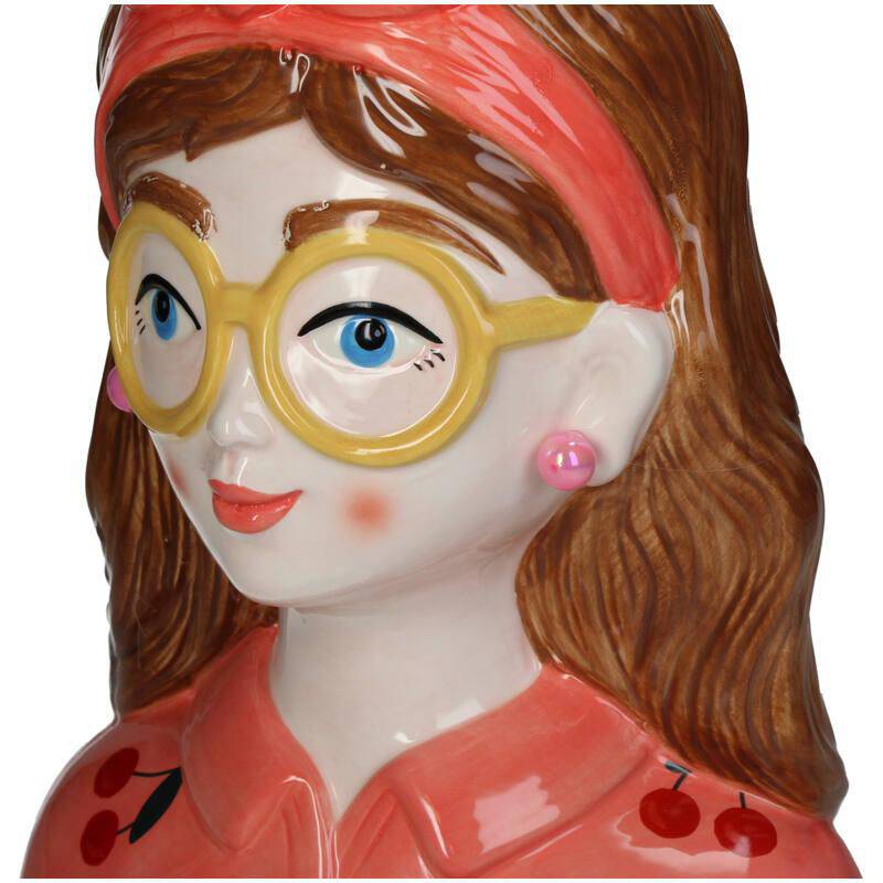 Vase Fashion Lady „Jessie“ – 27 cm – mit Brille und Haarband - Botanic-Vibes