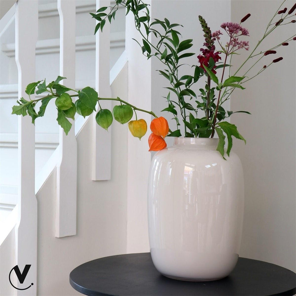 Vase aus Glas, M, H35 W25, Arctic Ivory