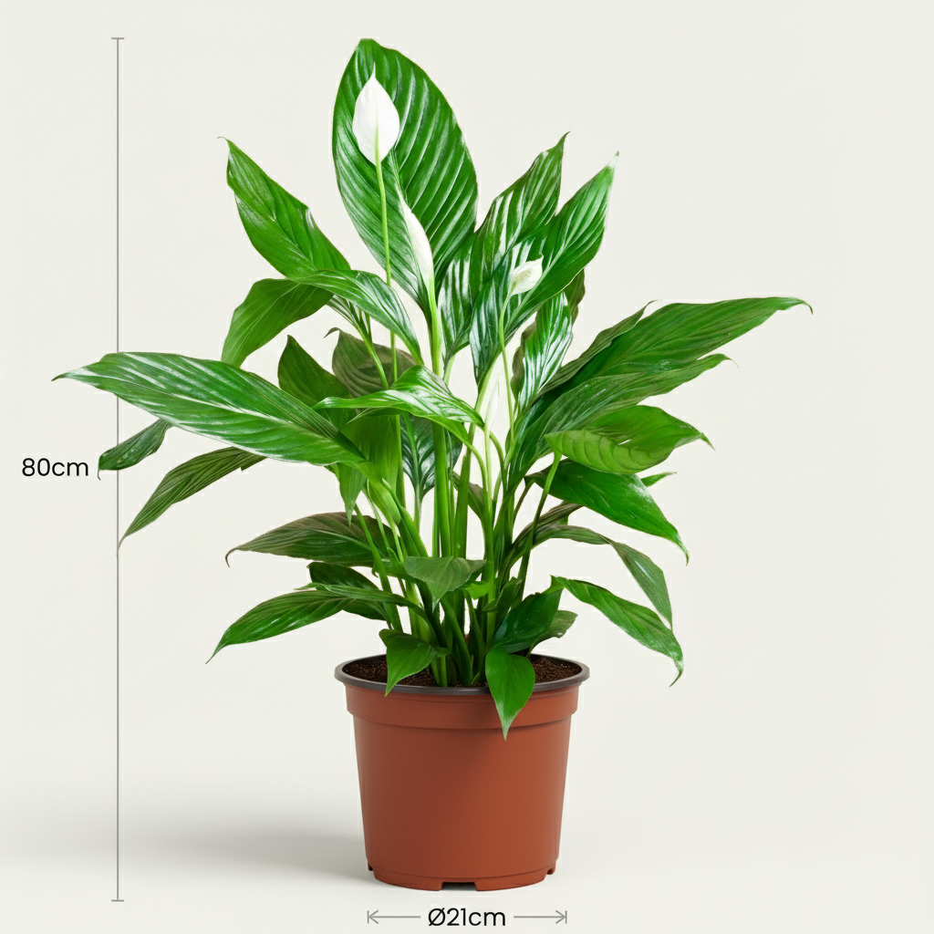 Fleur de lune, Spathiphyllum, Blanc, pflegeleicht, 1 Pflanze, Topf 19 cm, 70-80 cm