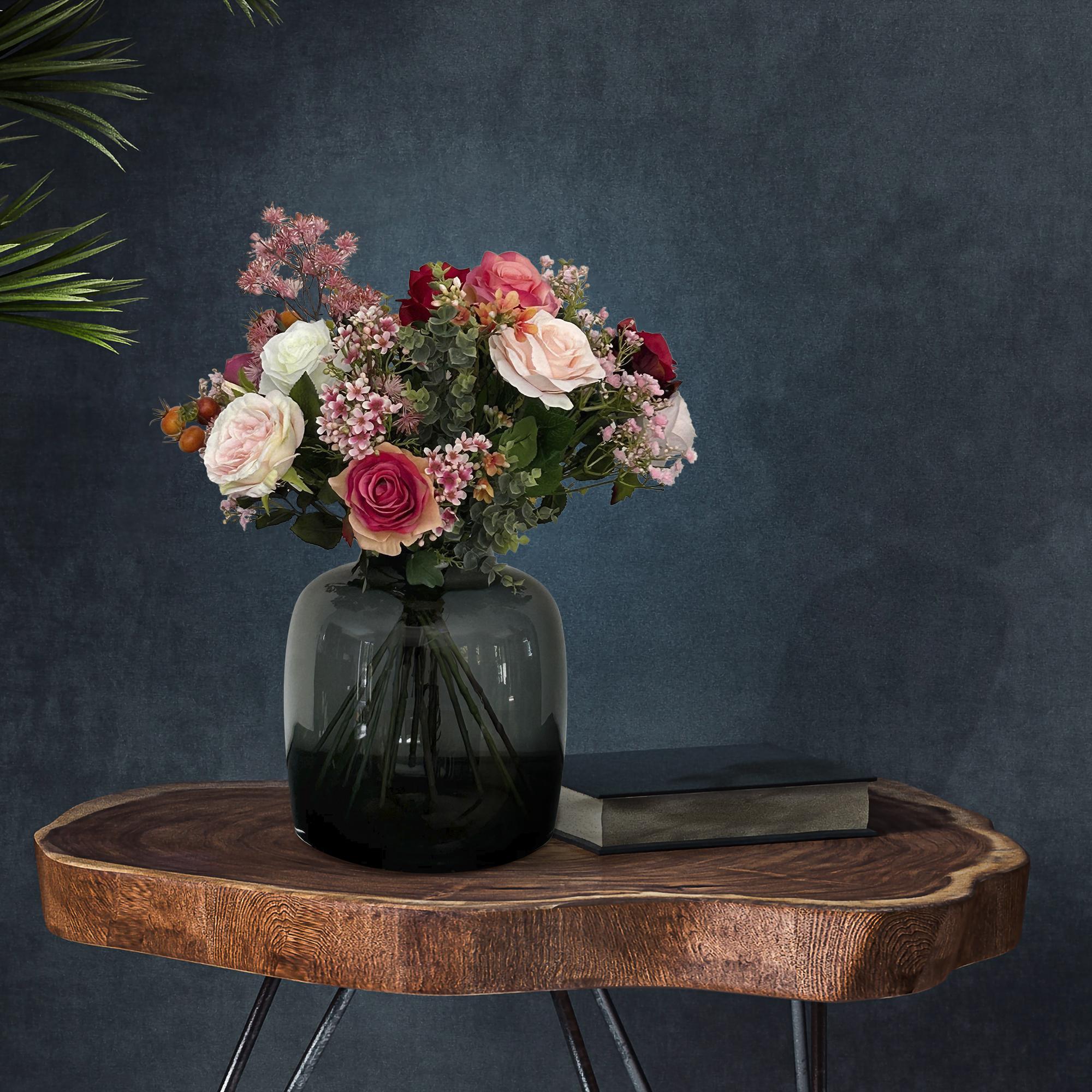 Kunstblumen, Bouquet M, Flame Roses, 45 cm