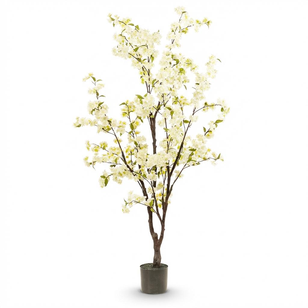 Kunstpflanze, Prunus, Kersenbloesem, weiß, 175 cm