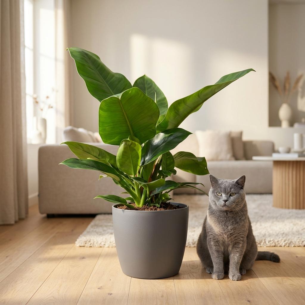 Philodendron, Philodendron Imperial Grün, Grün, Pflegeleicht, 1 Pflanze, mit Übertopf Grau, Topf 19 cm, 65 cm