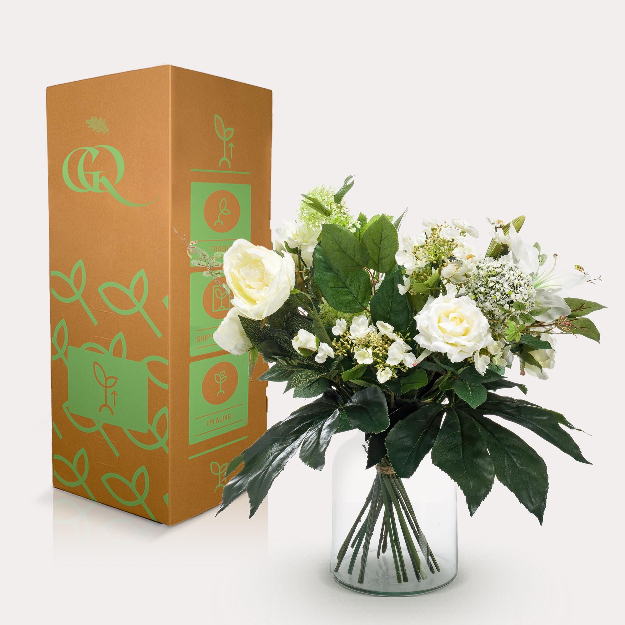 Kunstblumen, Bouquet M, Weiß Dream, 60 cm