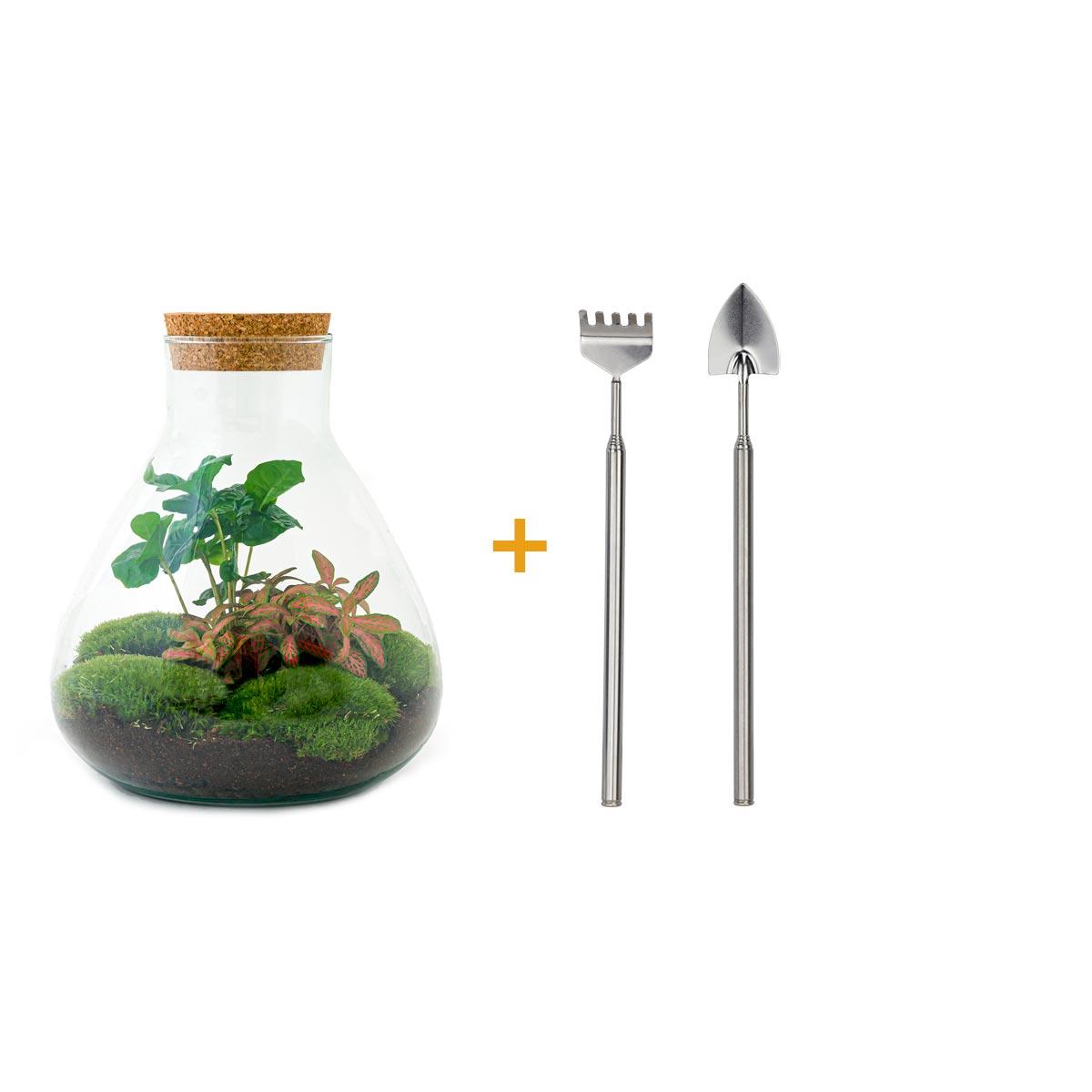 Flaschengarten – sammie coffea – 26 cm – Rechen + Schaufel