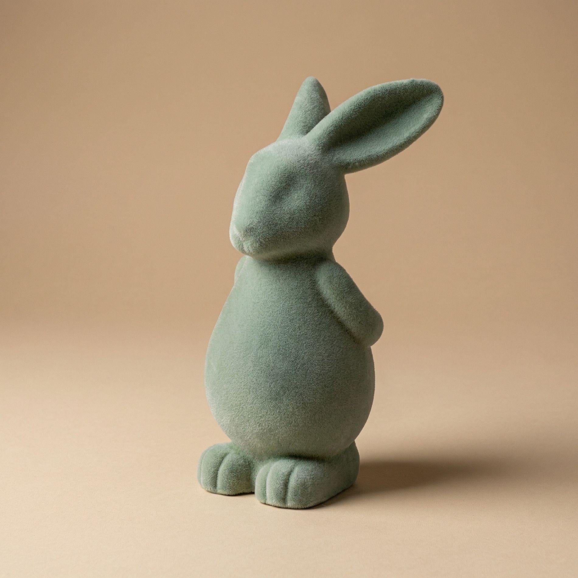 3x Osterhase Dekoration, Grüner Samt, ↑ 12,5 cm